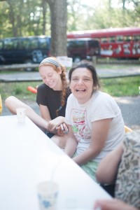 We had dinner on the blacktop and these photos are out of order because these photos are a mix of Matt Cosby's from yesterday and Kelsey and Bella's from today, so... you're welcome.